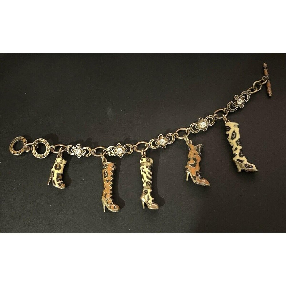 Vintage boots Charm Bracelet rhinestone